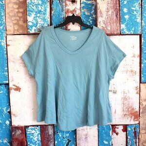 Women's Time And Tru Short Sleeve Seamed Tee Studio T-Shirt XXLARGE Blue NEW